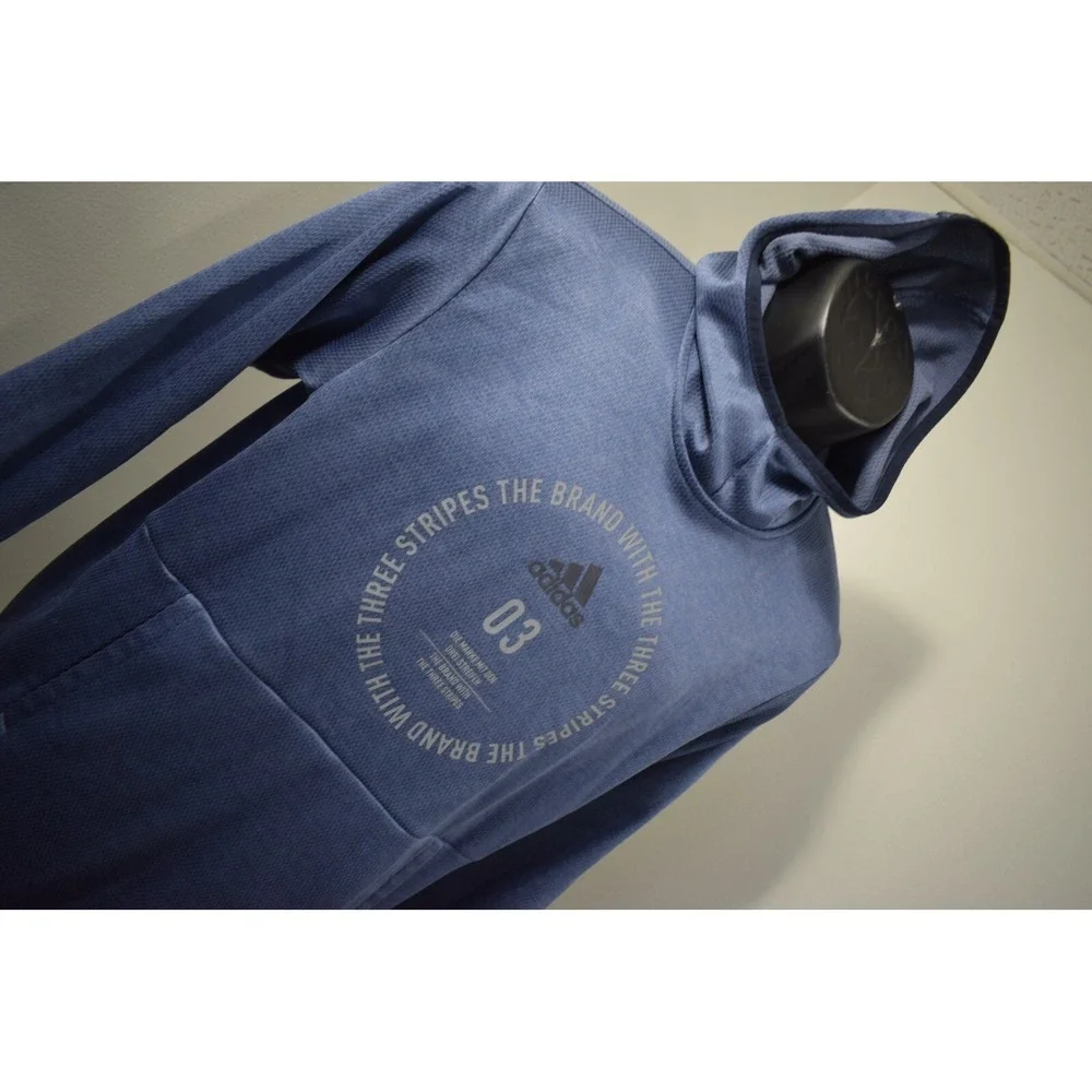 Adidas Hoodie Blue ClimaWarm Fleece Long Sleeve Pullover Mens Size Small‎